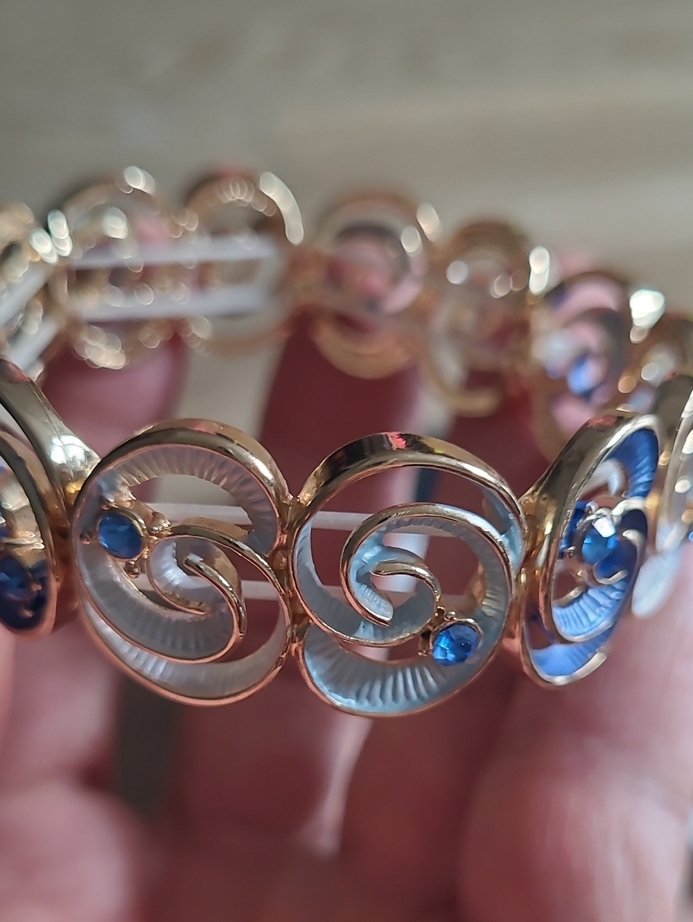 Silver-Tone Blue Crystal Swirl Bracelet - Women Jewelry